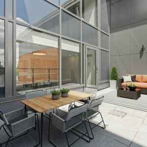 black metal table and chairs